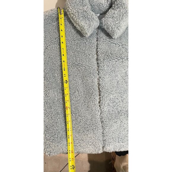 Levis Light Blue Faux Fur Sherpa Jacket Womens S Polyester Quilted Lining Warm - Picture 14 of 16